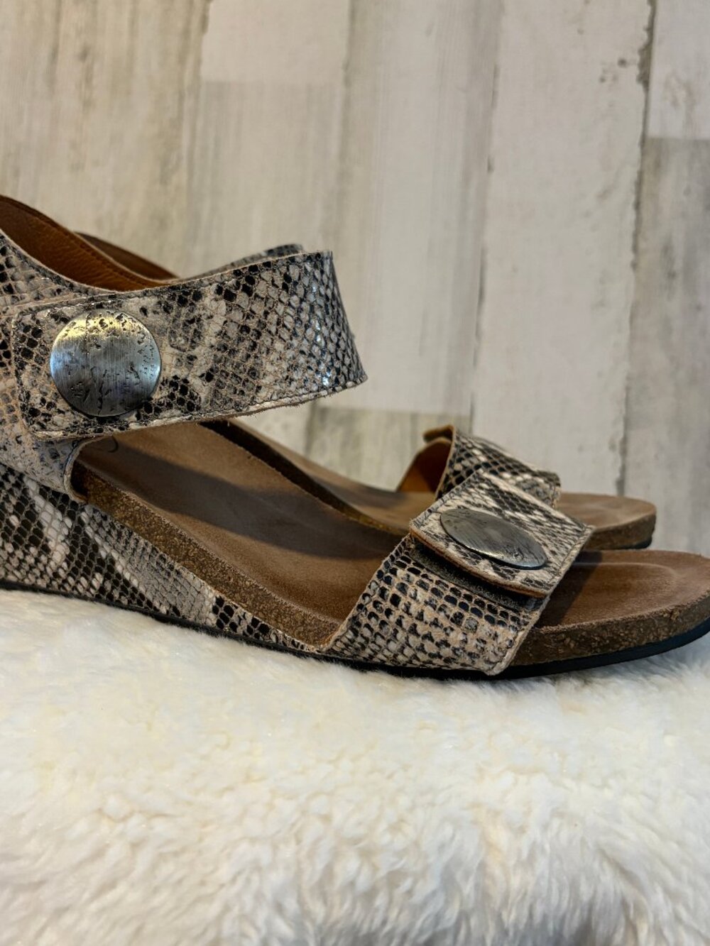 Taos Women's Size 10 Carousel Wedge Sandals Snake Print Summer